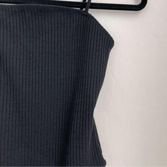 Topshop Bodysuit Ribbed Square Neck in Black Size 6 - Picture 4 of 12